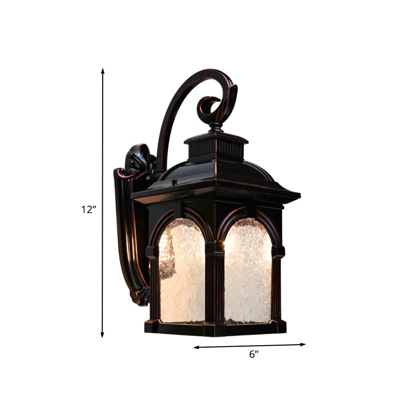 Coffee Birdcage Sconce Light Fixture Rural Clear Bubble Glass Single Head Outdoor Wall Lighting Clearhalo 'Wall Lamps & Sconces' 'Wall Lights' Lighting' 819829