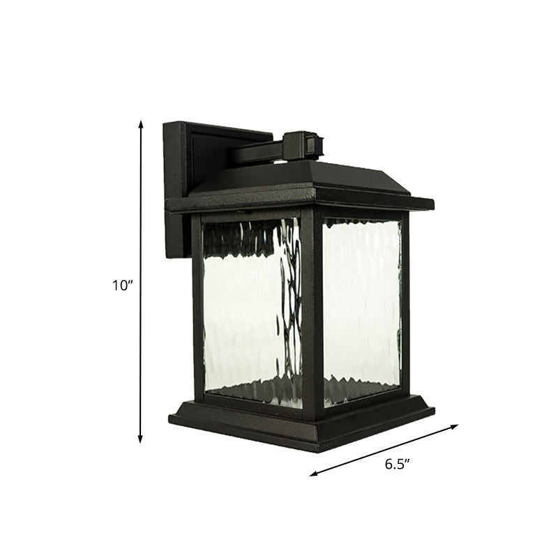 1 Head Wall Sconce Countryside Birdcage Clear Ripple Glass Wall Mounted Lighting in Black Clearhalo 'Wall Lamps & Sconces' 'Wall Lights' Lighting' 819851