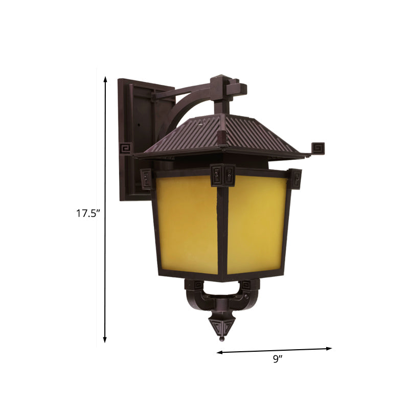 Coffee Single Bulb Wall Lighting Retro Yellow Glass Birdcage Wall Light Fixture for Courtyard Clearhalo 'Wall Lamps & Sconces' 'Wall Lights' Lighting' 819859