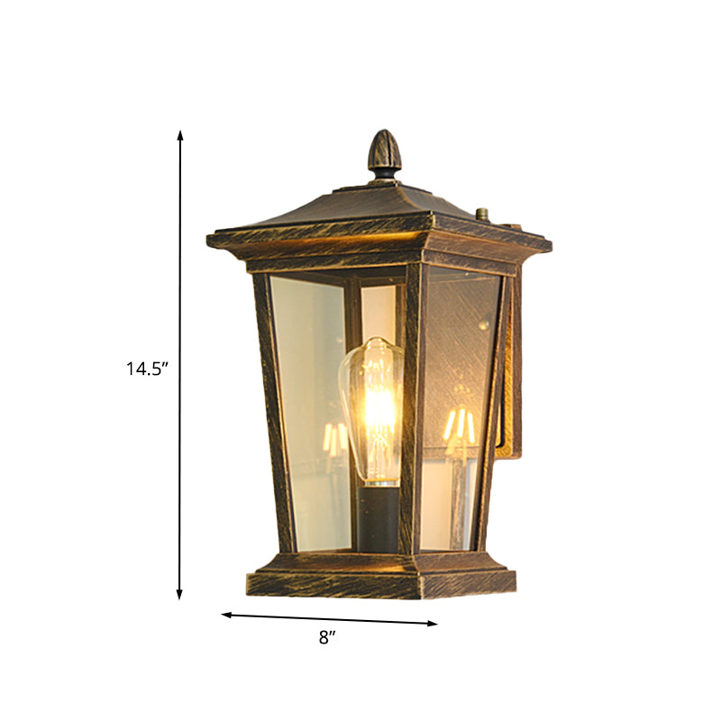 1 Light Sconce Lamp Lodge Birdcage Clear Glass Wall Mounted Light Fixture in Bronze for Outdoor Clearhalo 'Wall Lamps & Sconces' 'Wall Lights' Lighting' 819875