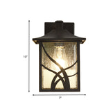 Open Bottom Courtyard Sconce Lodge Clear Glass 1 Light Dark Coffee Wall Light Fixture Clearhalo 'Wall Lamps & Sconces' 'Wall Lights' Lighting' 819879