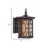 Metal Dark Coffee Sconce Light Lantern 1 Head Rural Wall Lamp with Inner Frosted Glass Shade Clearhalo 'Wall Lamps & Sconces' 'Wall Lights' Lighting' 819907