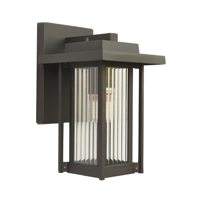 Clear Prismatic Glass Black Sconce Lantern Single Head Countryside Wall Lamp Fixture for Outdoor Clearhalo 'Wall Lamps & Sconces' 'Wall Lights' Lighting' 819914