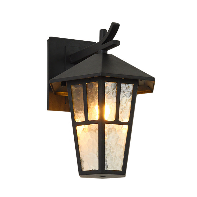 Birdcage Patio Wall Lamp Sconce Retro Clear Water Glass Single Light Bronze/Black Wall Light Fixture Clearhalo 'Wall Lamps & Sconces' 'Wall Lights' Lighting' 819934