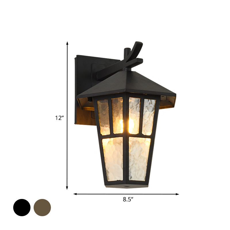 Birdcage Patio Wall Lamp Sconce Retro Clear Water Glass Single Light Bronze/Black Wall Light Fixture Clearhalo 'Wall Lamps & Sconces' 'Wall Lights' Lighting' 819935