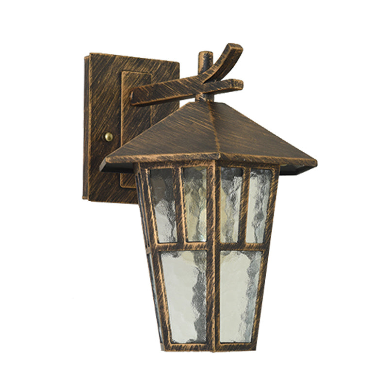 Birdcage Patio Wall Lamp Sconce Retro Clear Water Glass Single Light Bronze/Black Wall Light Fixture Clearhalo 'Wall Lamps & Sconces' 'Wall Lights' Lighting' 819938