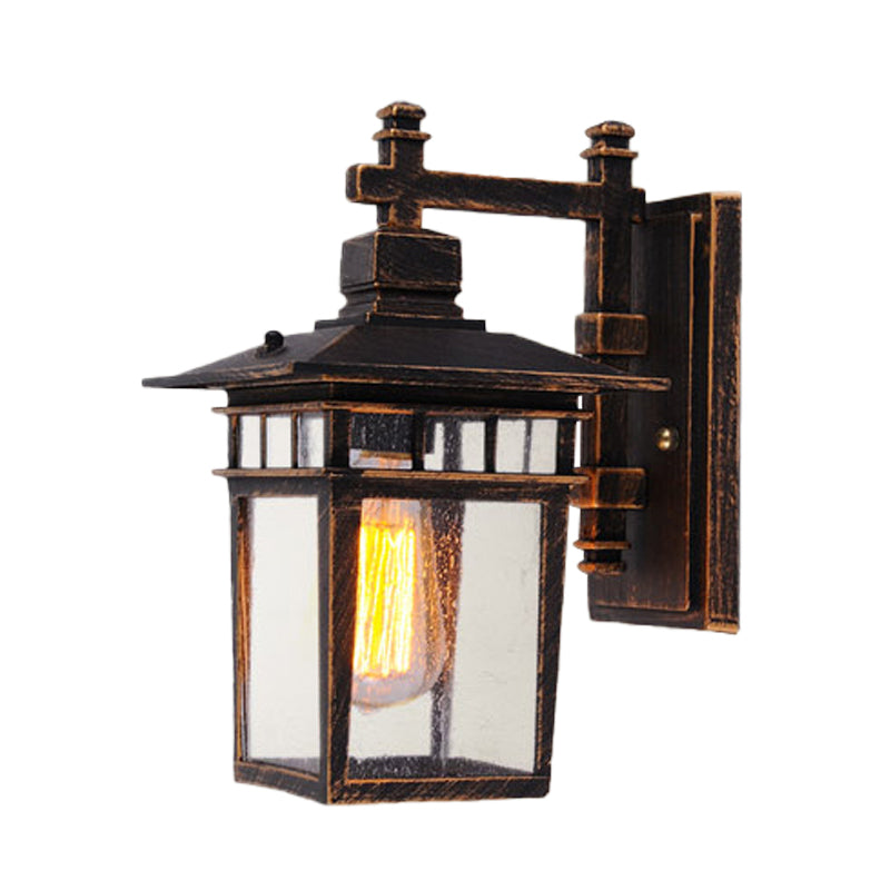 Retro Birdcage Wall Light Fixture Single Head Clear Glass Wall Mounted Lamp in Bronze Clearhalo 'Wall Lamps & Sconces' 'Wall Lights' Lighting' 819968