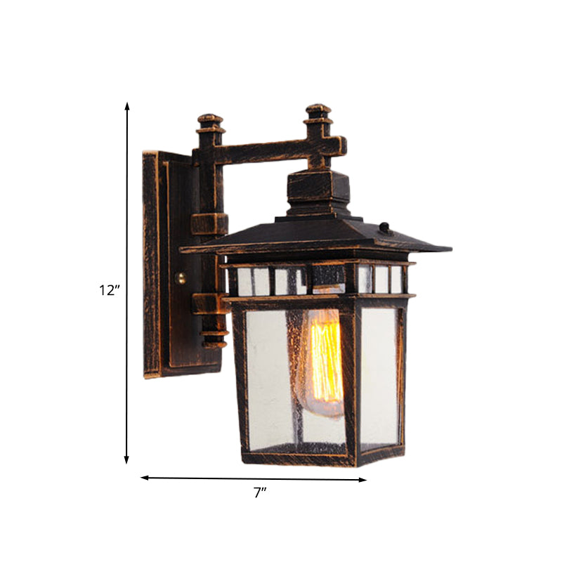 Retro Birdcage Wall Light Fixture Single Head Clear Glass Wall Mounted Lamp in Bronze Clearhalo 'Wall Lamps & Sconces' 'Wall Lights' Lighting' 819969