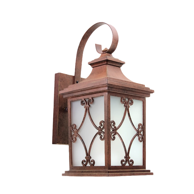 Lodge Birdcage Wall Sconce Lamp Single Bulb Wall Mounted Light Fixture in Coffee for Yard Clearhalo 'Wall Lamps & Sconces' 'Wall Lights' Lighting' 819994