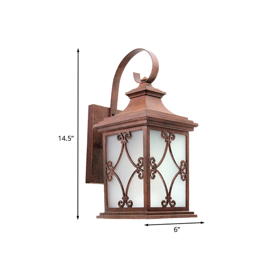 Lodge Birdcage Wall Sconce Lamp Single Bulb Wall Mounted Light Fixture in Coffee for Yard Clearhalo 'Wall Lamps & Sconces' 'Wall Lights' Lighting' 819995