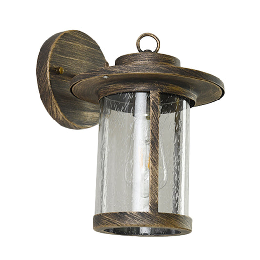 Seedy Glass Bronze Sconce Fixture Lantern Single Light Countryside Wall Mounted Lighting for Patio Clearhalo 'Wall Lamps & Sconces' 'Wall Lights' Lighting' 820068