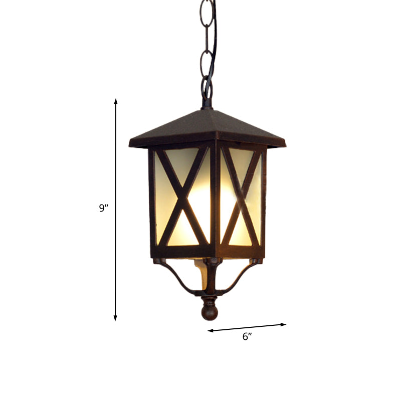 Clear/White Glass Coffee Pendant Lantern 1 Bulb Countryside Suspended Lighting Fixture for Balcony Clearhalo 'Ceiling Lights' 'Glass shade' 'Glass' 'Pendant Lights' 'Pendants' Lighting' 820106