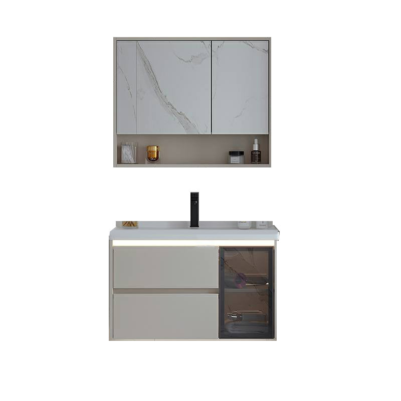 White Rectangular Solid Wood Wall Mount Open Console with Sink Set 32"L x 20"W x 20"H Clearhalo 'Bathroom Remodel & Bathroom Fixtures' 'Bathroom Vanities' 'bathroom_vanities' 'Home Improvement' 'home_improvement' 'home_improvement_bathroom_vanities' 8205807