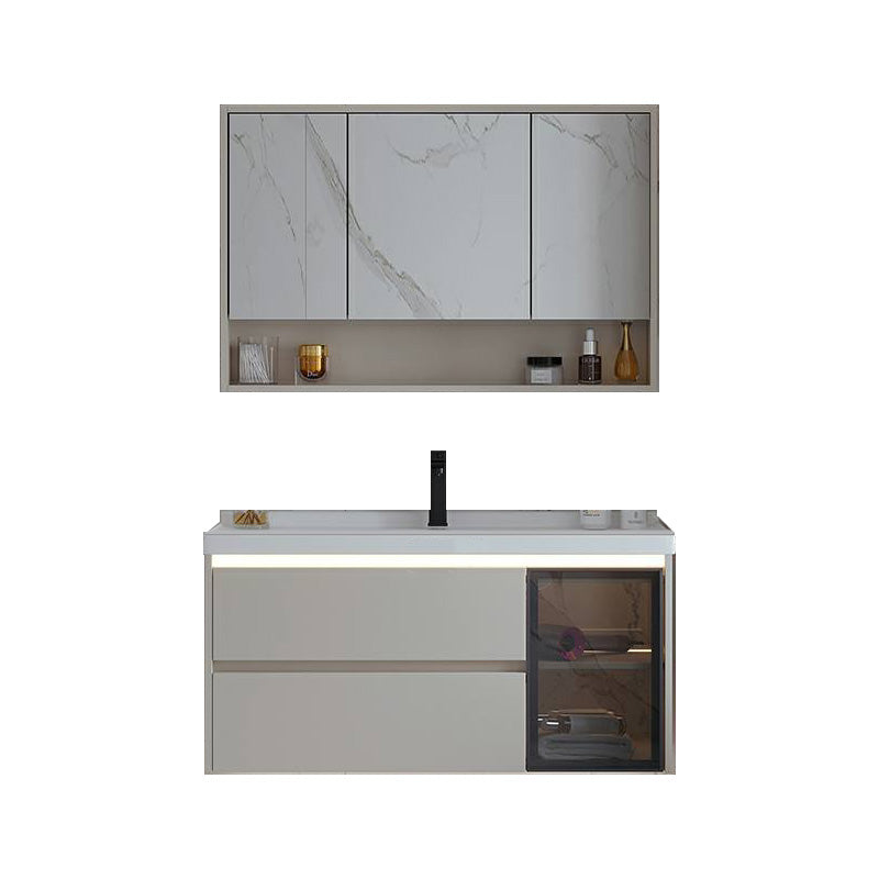 White Rectangular Solid Wood Wall Mount Open Console with Sink Set 40"L x 20"W x 20"H Clearhalo 'Bathroom Remodel & Bathroom Fixtures' 'Bathroom Vanities' 'bathroom_vanities' 'Home Improvement' 'home_improvement' 'home_improvement_bathroom_vanities' 8205810