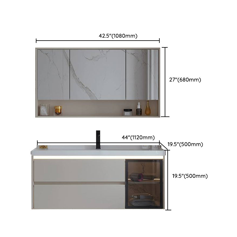 White Rectangular Solid Wood Wall Mount Open Console with Sink Set Clearhalo 'Bathroom Remodel & Bathroom Fixtures' 'Bathroom Vanities' 'bathroom_vanities' 'Home Improvement' 'home_improvement' 'home_improvement_bathroom_vanities' 8205819