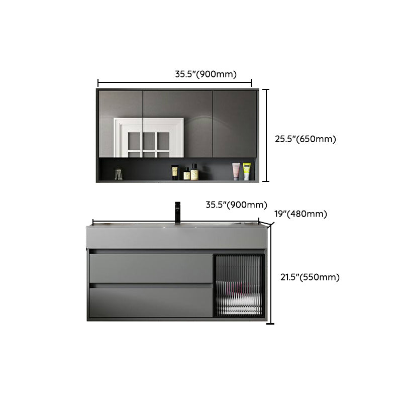 Contemporary Bathroom Vanity Wall-Mounted Single Sink with Soft Close Door Clearhalo 'Bathroom Remodel & Bathroom Fixtures' 'Bathroom Vanities' 'bathroom_vanities' 'Home Improvement' 'home_improvement' 'home_improvement_bathroom_vanities' 8205838