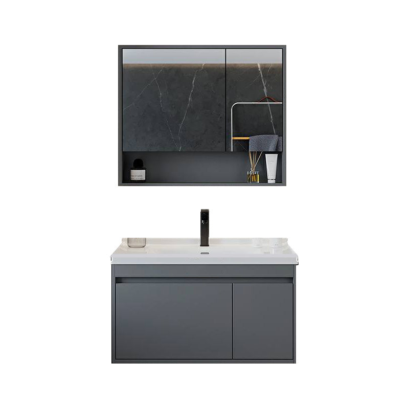 Solid Wood Grey Modern Wall Mount Open Console with Sink Set 28"L x 20"W x 20"H Clearhalo 'Bathroom Remodel & Bathroom Fixtures' 'Bathroom Vanities' 'bathroom_vanities' 'Home Improvement' 'home_improvement' 'home_improvement_bathroom_vanities' 8205843