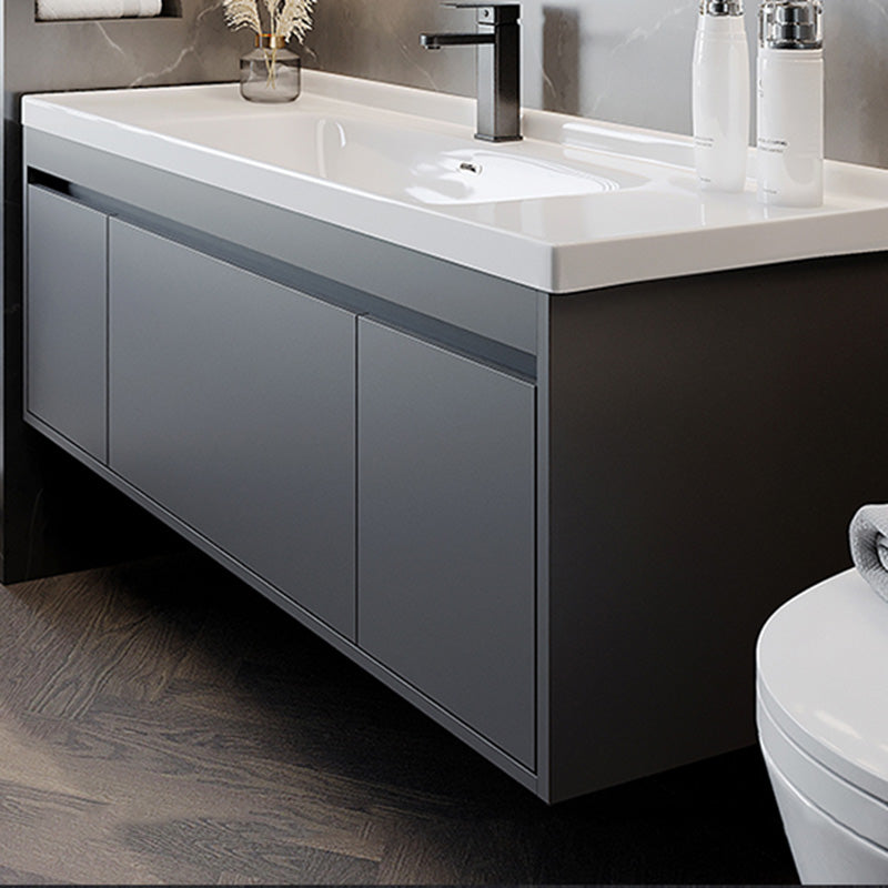 Solid Wood Grey Modern Wall Mount Open Console with Sink Set Clearhalo 'Bathroom Remodel & Bathroom Fixtures' 'Bathroom Vanities' 'bathroom_vanities' 'Home Improvement' 'home_improvement' 'home_improvement_bathroom_vanities' 8205847