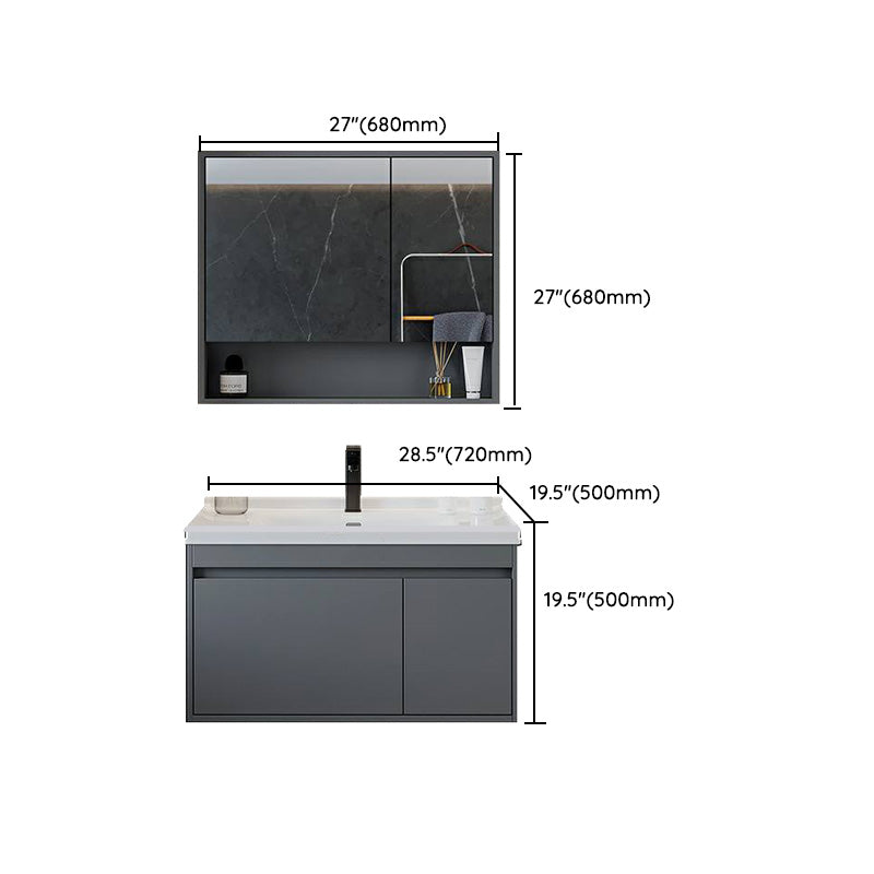 Solid Wood Grey Modern Wall Mount Open Console with Sink Set Clearhalo 'Bathroom Remodel & Bathroom Fixtures' 'Bathroom Vanities' 'bathroom_vanities' 'Home Improvement' 'home_improvement' 'home_improvement_bathroom_vanities' 8205857