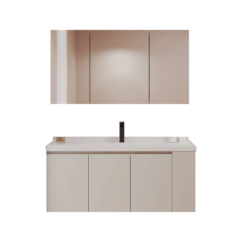 White Modern Solid Wood Rectangular Single-Sink Bathroom Vanity Set 44"L x 20"W x 19"H Clearhalo 'Bathroom Remodel & Bathroom Fixtures' 'Bathroom Vanities' 'bathroom_vanities' 'Home Improvement' 'home_improvement' 'home_improvement_bathroom_vanities' 8205863