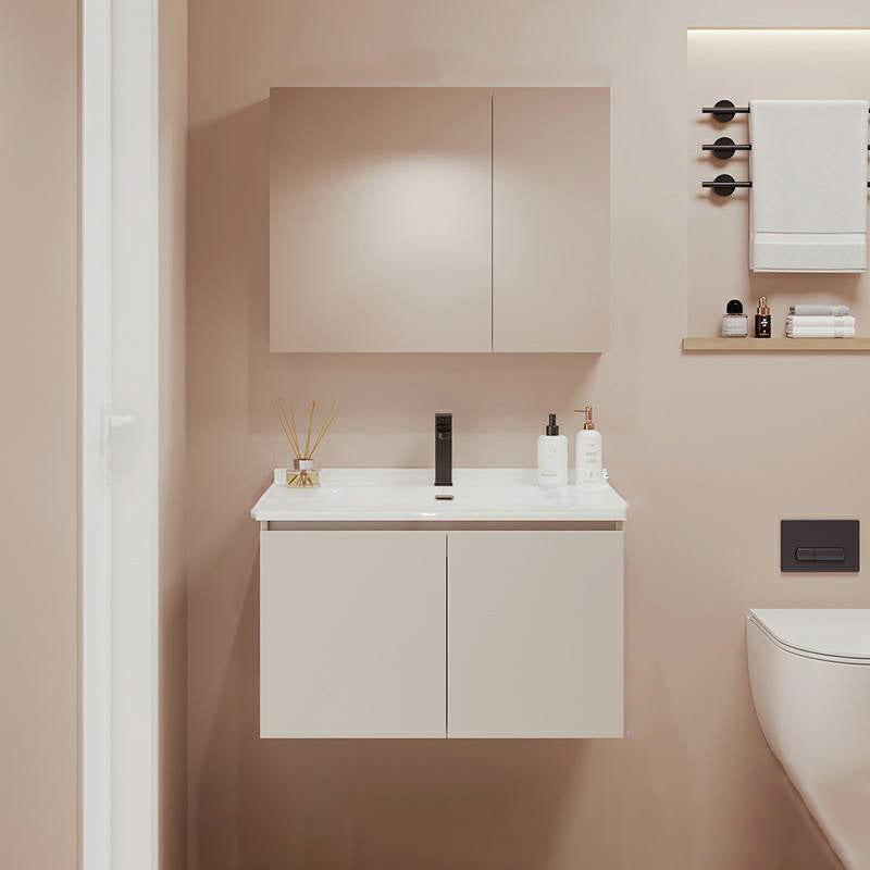 White Modern Solid Wood Rectangular Single-Sink Bathroom Vanity Set 28"L x 20"W x 19"H Clearhalo 'Bathroom Remodel & Bathroom Fixtures' 'Bathroom Vanities' 'bathroom_vanities' 'Home Improvement' 'home_improvement' 'home_improvement_bathroom_vanities' 8205864