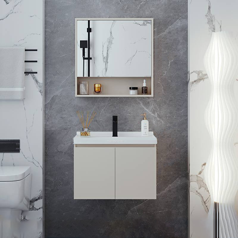 Wall Mount White Modern Solid Wood Bathroom Vanity Set Faucet Included 24"L x 20"W x 20"H Clearhalo 'Bathroom Remodel & Bathroom Fixtures' 'Bathroom Vanities' 'bathroom_vanities' 'Home Improvement' 'home_improvement' 'home_improvement_bathroom_vanities' 8205878