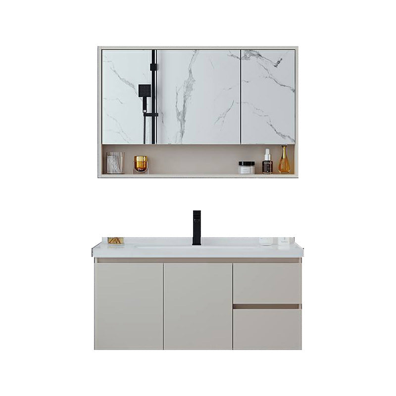 Wall Mount White Modern Solid Wood Bathroom Vanity Set Faucet Included 40"L x 20"W x 20"H Clearhalo 'Bathroom Remodel & Bathroom Fixtures' 'Bathroom Vanities' 'bathroom_vanities' 'Home Improvement' 'home_improvement' 'home_improvement_bathroom_vanities' 8205882