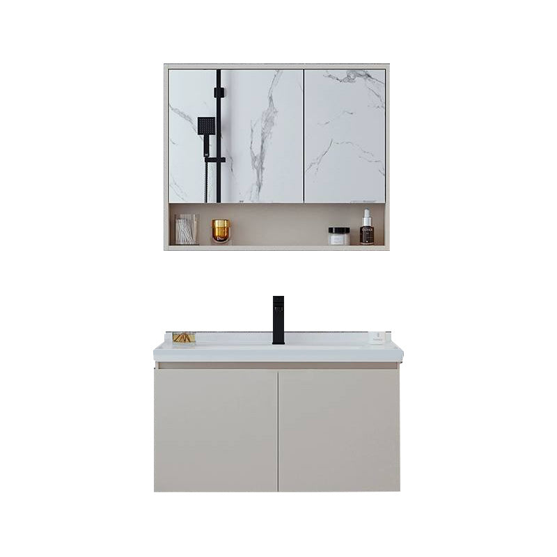 Wall Mount White Modern Solid Wood Bathroom Vanity Set Faucet Included 32"L x 20"W x 20"H Clearhalo 'Bathroom Remodel & Bathroom Fixtures' 'Bathroom Vanities' 'bathroom_vanities' 'Home Improvement' 'home_improvement' 'home_improvement_bathroom_vanities' 8205886