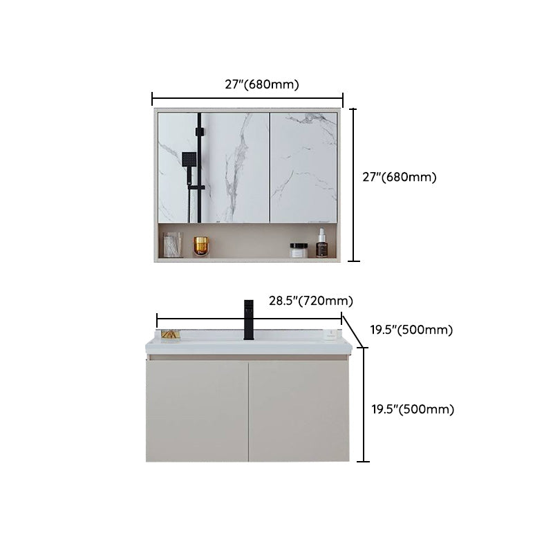Wall Mount White Modern Solid Wood Bathroom Vanity Set Faucet Included Clearhalo 'Bathroom Remodel & Bathroom Fixtures' 'Bathroom Vanities' 'bathroom_vanities' 'Home Improvement' 'home_improvement' 'home_improvement_bathroom_vanities' 8205890