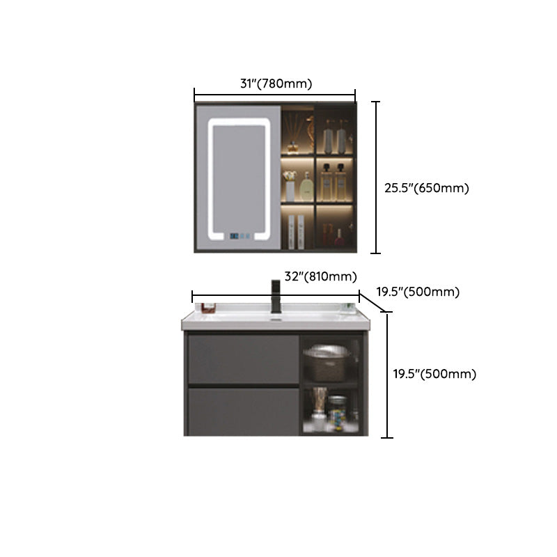 Trendy Bathroom Vanity Wall Mount Open Shelf Single Sink with Soft Close Door Clearhalo 'Bathroom Remodel & Bathroom Fixtures' 'Bathroom Vanities' 'bathroom_vanities' 'Home Improvement' 'home_improvement' 'home_improvement_bathroom_vanities' 8205935