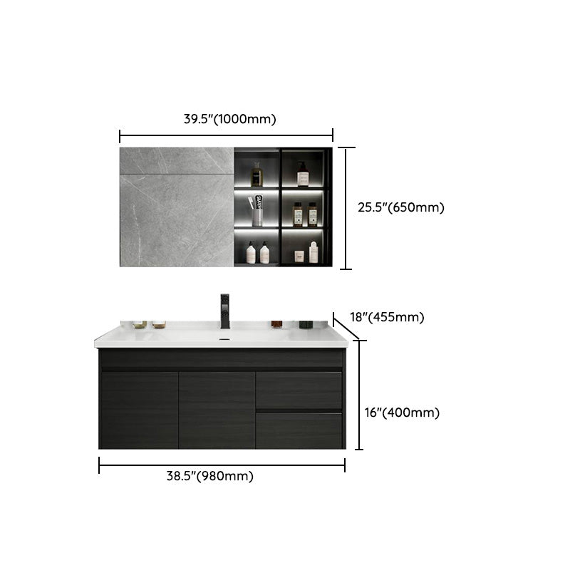 Popular Bathroom Sink Vanity Wall-Mounted 4 Doors Open Shelf Clearhalo 'Bathroom Remodel & Bathroom Fixtures' 'Bathroom Vanities' 'bathroom_vanities' 'Home Improvement' 'home_improvement' 'home_improvement_bathroom_vanities' 8205971