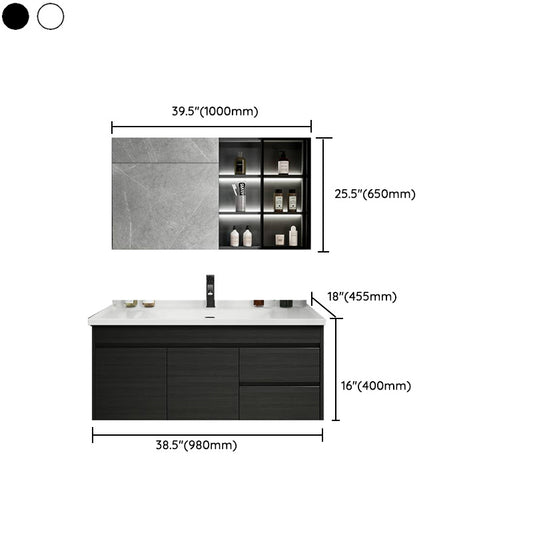 Popular Bathroom Sink Vanity Wall-Mounted 4 Doors Open Shelf Clearhalo 'Bathroom Remodel & Bathroom Fixtures' 'Bathroom Vanities' 'bathroom_vanities' 'Home Improvement' 'home_improvement' 'home_improvement_bathroom_vanities' 8205974