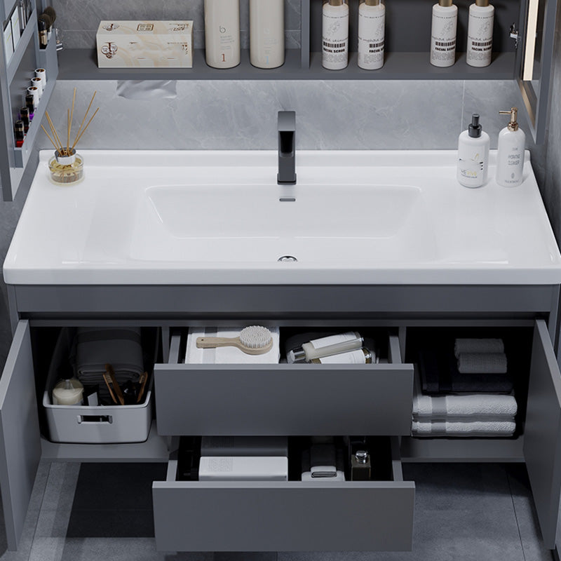 Solid Wood Wall Mount Single-Sink Modern Open Console with Sink Set Clearhalo 'Bathroom Remodel & Bathroom Fixtures' 'Bathroom Vanities' 'bathroom_vanities' 'Home Improvement' 'home_improvement' 'home_improvement_bathroom_vanities' 8211614