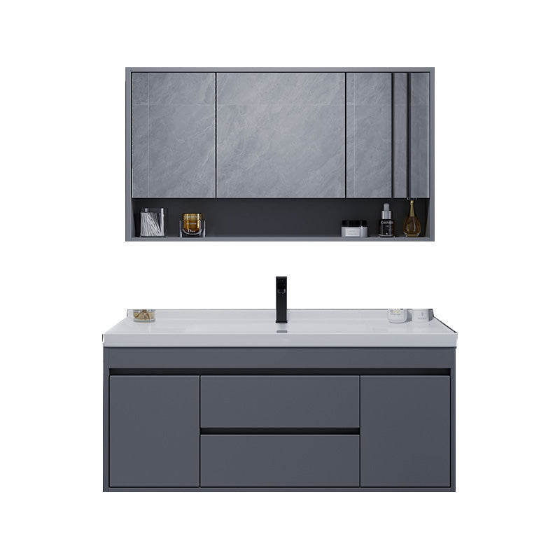 Solid Wood Wall Mount Single-Sink Modern Open Console with Sink Set 44"L x 20"W x 20"H Clearhalo 'Bathroom Remodel & Bathroom Fixtures' 'Bathroom Vanities' 'bathroom_vanities' 'Home Improvement' 'home_improvement' 'home_improvement_bathroom_vanities' 8211620