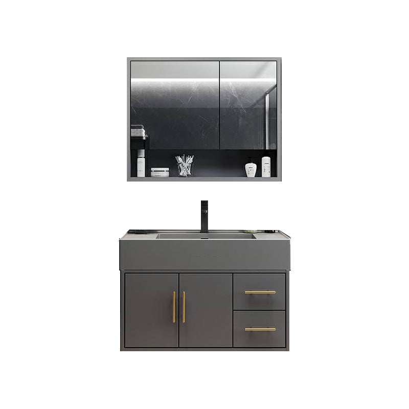 Grey Wall Mount Modern Single-Sink Open Console with Sink Set 31"L x 19"W x 22"H Clearhalo 'Bathroom Remodel & Bathroom Fixtures' 'Bathroom Vanities' 'bathroom_vanities' 'Home Improvement' 'home_improvement' 'home_improvement_bathroom_vanities' 8211631