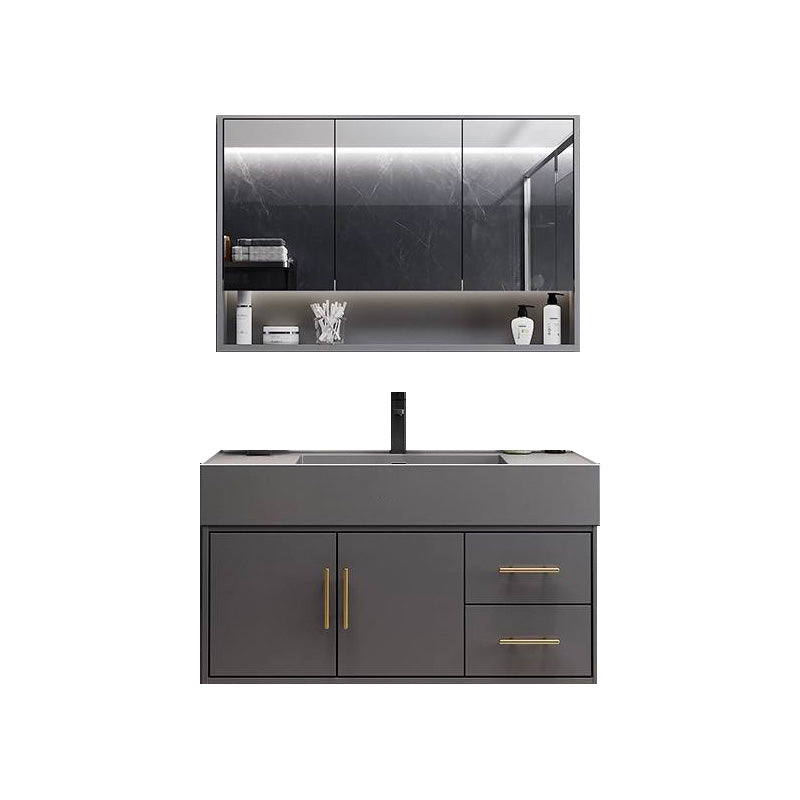 Grey Wall Mount Modern Single-Sink Open Console with Sink Set 35"L x 19"W x 22"H Clearhalo 'Bathroom Remodel & Bathroom Fixtures' 'Bathroom Vanities' 'bathroom_vanities' 'Home Improvement' 'home_improvement' 'home_improvement_bathroom_vanities' 8211635