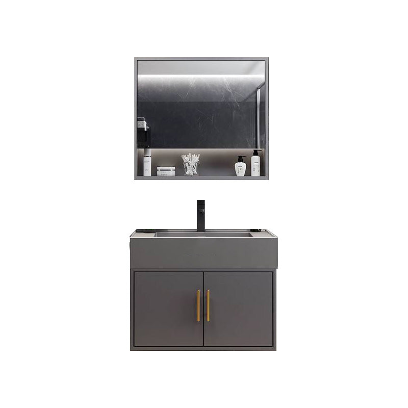 Grey Wall Mount Modern Single-Sink Open Console with Sink Set Clearhalo 'Bathroom Remodel & Bathroom Fixtures' 'Bathroom Vanities' 'bathroom_vanities' 'Home Improvement' 'home_improvement' 'home_improvement_bathroom_vanities' 8211637