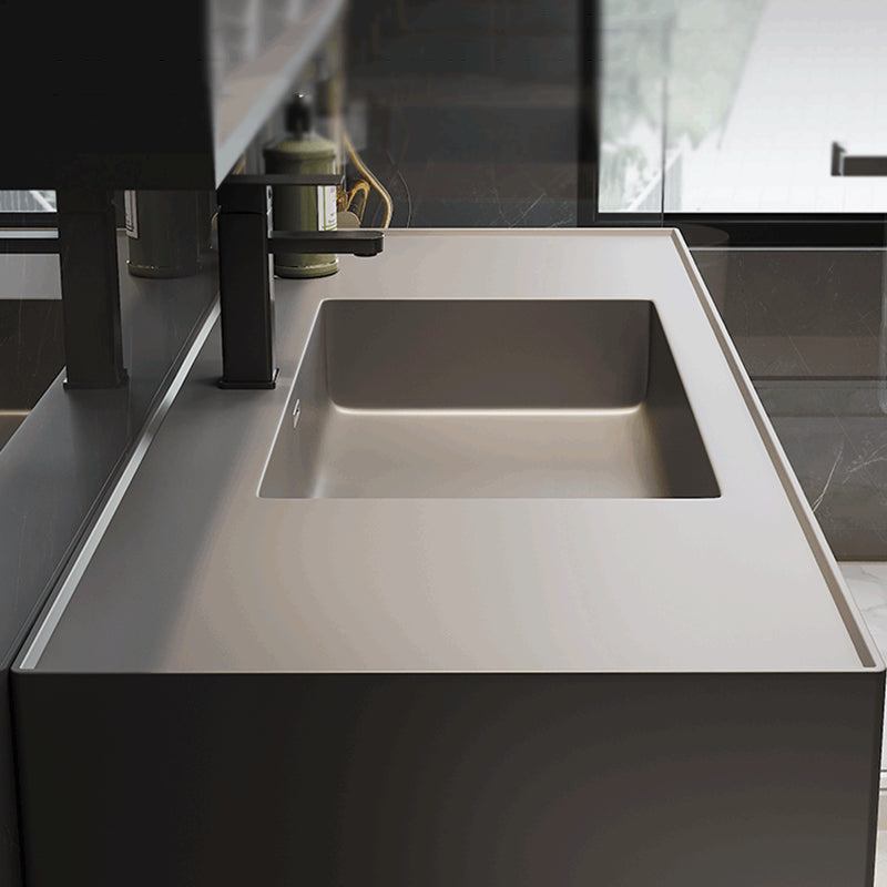 Grey Wall Mount Modern Single-Sink Open Console with Sink Set Clearhalo 'Bathroom Remodel & Bathroom Fixtures' 'Bathroom Vanities' 'bathroom_vanities' 'Home Improvement' 'home_improvement' 'home_improvement_bathroom_vanities' 8211639