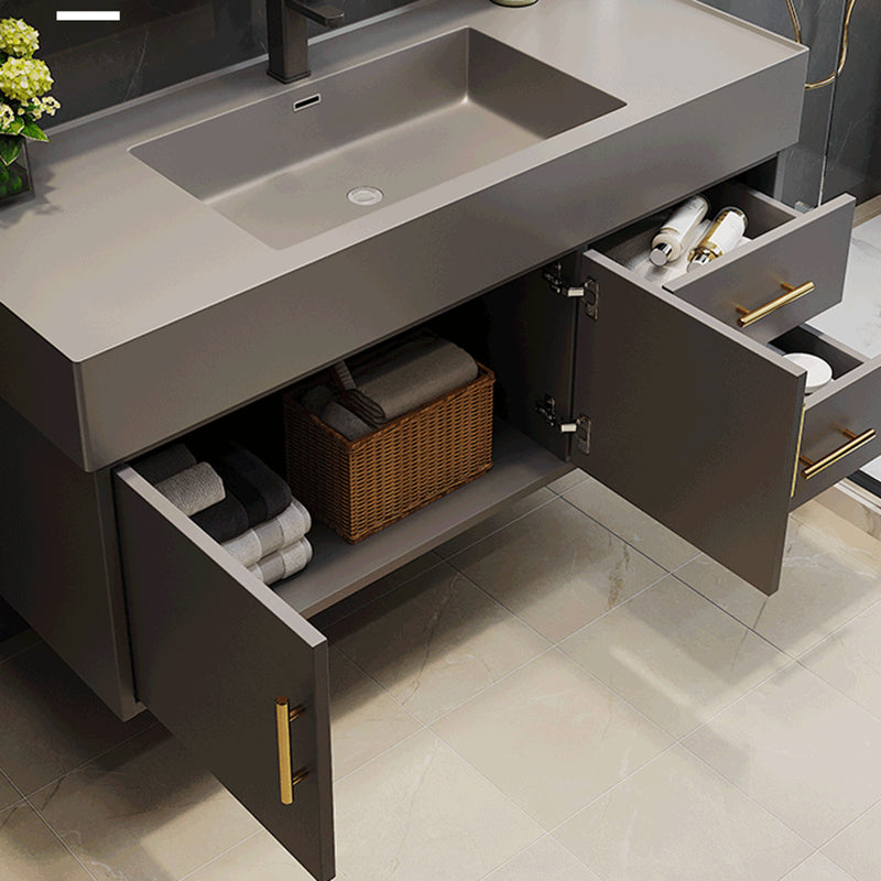 Grey Wall Mount Modern Single-Sink Open Console with Sink Set Clearhalo 'Bathroom Remodel & Bathroom Fixtures' 'Bathroom Vanities' 'bathroom_vanities' 'Home Improvement' 'home_improvement' 'home_improvement_bathroom_vanities' 8211640
