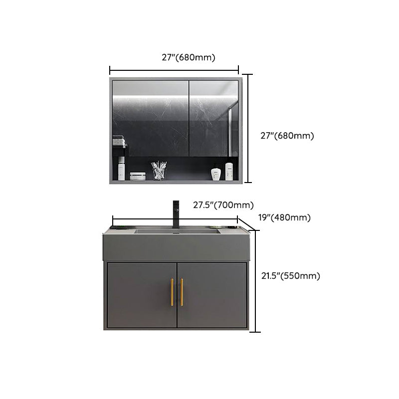 Grey Wall Mount Modern Single-Sink Open Console with Sink Set Clearhalo 'Bathroom Remodel & Bathroom Fixtures' 'Bathroom Vanities' 'bathroom_vanities' 'Home Improvement' 'home_improvement' 'home_improvement_bathroom_vanities' 8211642