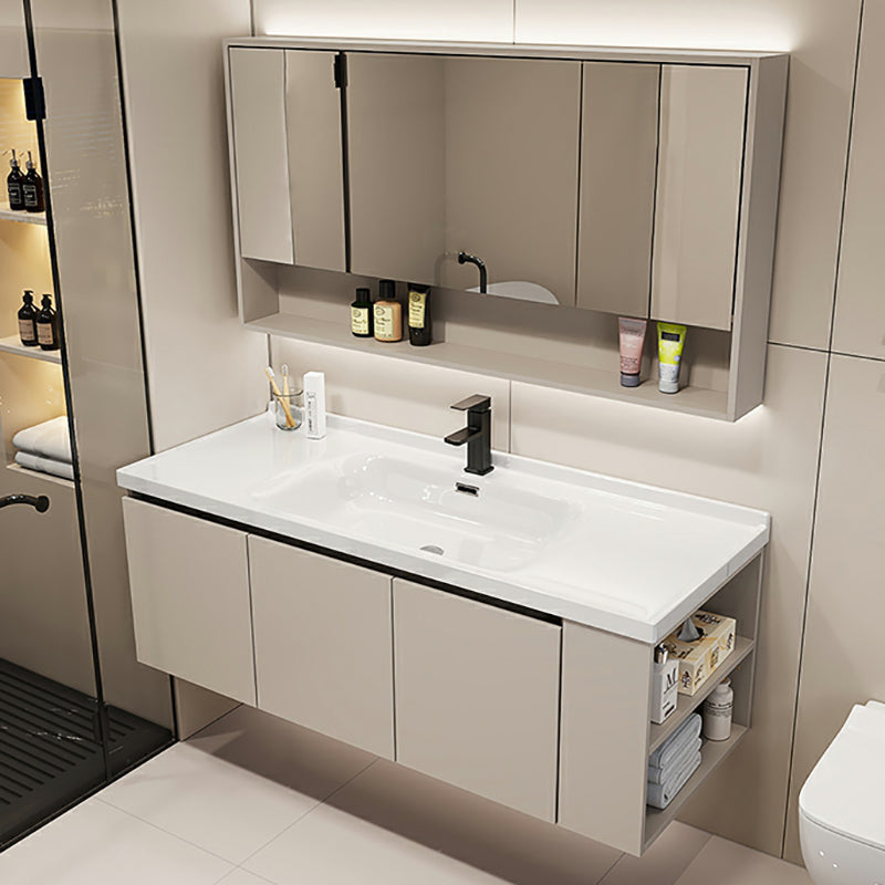 Wall Mount Modern Wood Rectangular Open Console with Sink Set Clearhalo 'Bathroom Remodel & Bathroom Fixtures' 'Bathroom Vanities' 'bathroom_vanities' 'Home Improvement' 'home_improvement' 'home_improvement_bathroom_vanities' 8211808