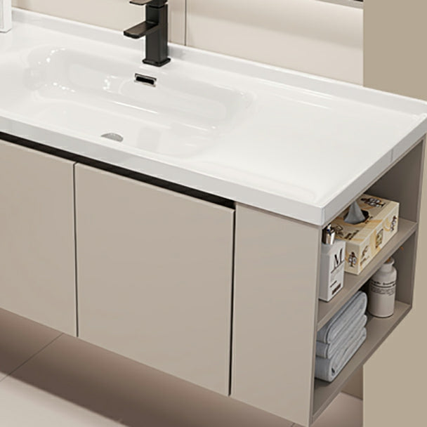 Wall Mount Modern Wood Rectangular Open Console with Sink Set Clearhalo 'Bathroom Remodel & Bathroom Fixtures' 'Bathroom Vanities' 'bathroom_vanities' 'Home Improvement' 'home_improvement' 'home_improvement_bathroom_vanities' 8211812