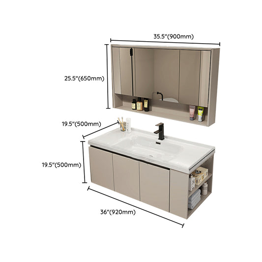 Wall Mount Modern Wood Rectangular Open Console with Sink Set Clearhalo 'Bathroom Remodel & Bathroom Fixtures' 'Bathroom Vanities' 'bathroom_vanities' 'Home Improvement' 'home_improvement' 'home_improvement_bathroom_vanities' 8211820