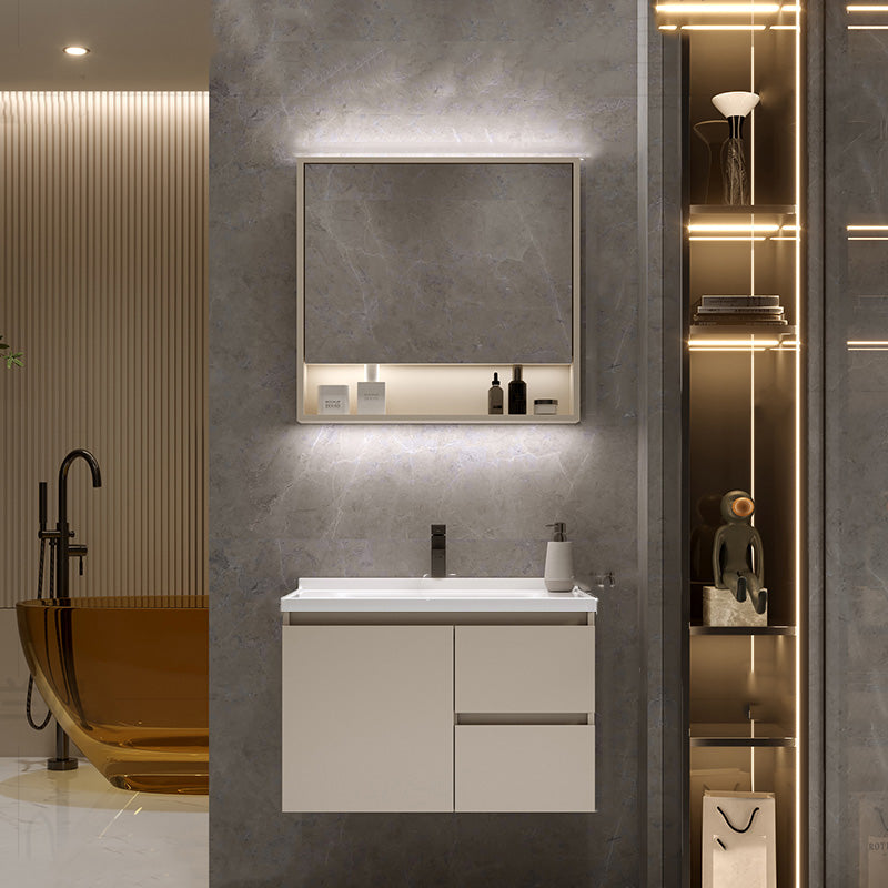 White Solid Wood Rectangular Modern Wall Mount Bathroom Vanity Set 28"L x 20"W x 20"H Clearhalo 'Bathroom Remodel & Bathroom Fixtures' 'Bathroom Vanities' 'bathroom_vanities' 'Home Improvement' 'home_improvement' 'home_improvement_bathroom_vanities' 8215733