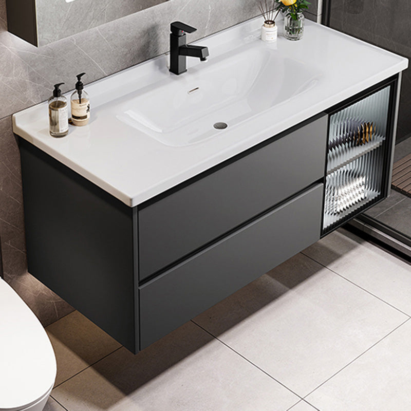 Trendy Bathroom Sink Vanity Wall-Mounted Open Shelf Faucet Included Clearhalo 'Bathroom Remodel & Bathroom Fixtures' 'Bathroom Vanities' 'bathroom_vanities' 'Home Improvement' 'home_improvement' 'home_improvement_bathroom_vanities' 8215758