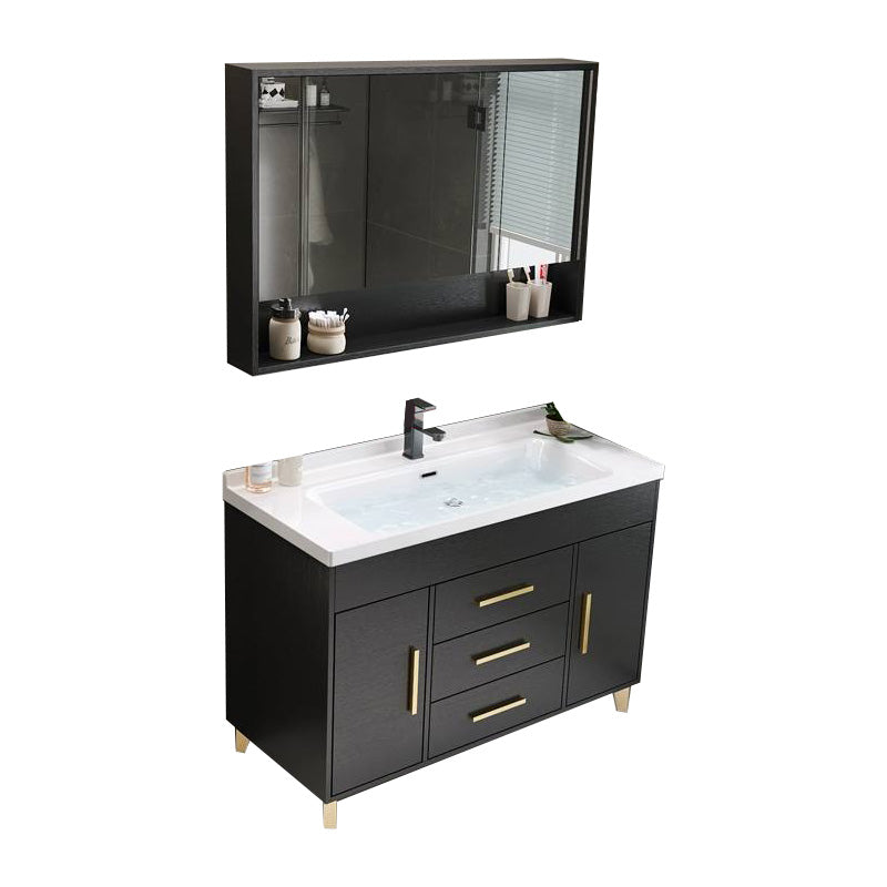 Single-Sink Black Solid Wood Modern Open Console with Sink Set 36"L x 20"W x 32"H Clearhalo 'Bathroom Remodel & Bathroom Fixtures' 'Bathroom Vanities' 'bathroom_vanities' 'Home Improvement' 'home_improvement' 'home_improvement_bathroom_vanities' 8215767