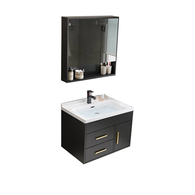 Single-Sink Black Solid Wood Modern Open Console with Sink Set 24"L x 20"W x 20"H Clearhalo 'Bathroom Remodel & Bathroom Fixtures' 'Bathroom Vanities' 'bathroom_vanities' 'Home Improvement' 'home_improvement' 'home_improvement_bathroom_vanities' 8215776