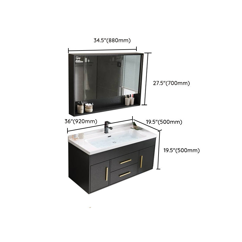 Single-Sink Black Solid Wood Modern Open Console with Sink Set Clearhalo 'Bathroom Remodel & Bathroom Fixtures' 'Bathroom Vanities' 'bathroom_vanities' 'Home Improvement' 'home_improvement' 'home_improvement_bathroom_vanities' 8215789