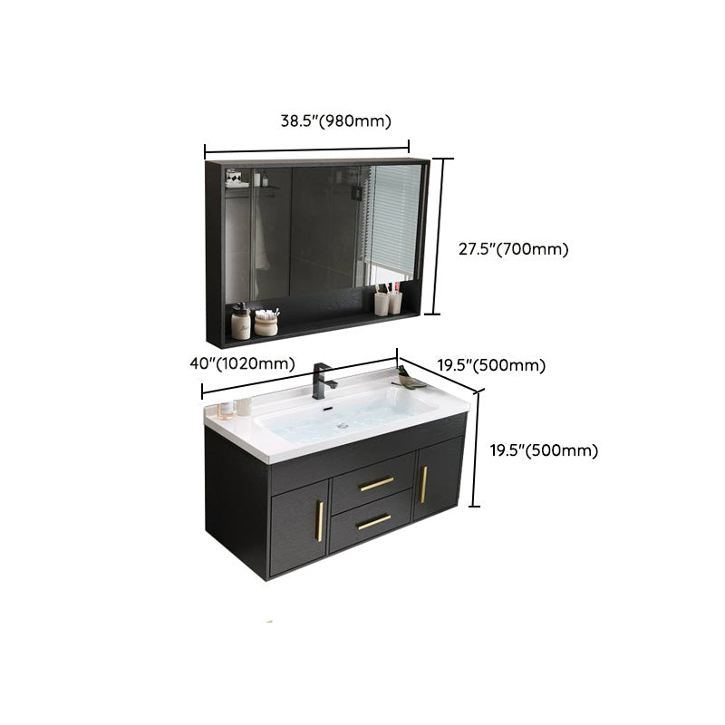 Single-Sink Black Solid Wood Modern Open Console with Sink Set Clearhalo 'Bathroom Remodel & Bathroom Fixtures' 'Bathroom Vanities' 'bathroom_vanities' 'Home Improvement' 'home_improvement' 'home_improvement_bathroom_vanities' 8215790