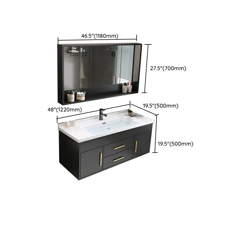 Single-Sink Black Solid Wood Modern Open Console with Sink Set Clearhalo 'Bathroom Remodel & Bathroom Fixtures' 'Bathroom Vanities' 'bathroom_vanities' 'Home Improvement' 'home_improvement' 'home_improvement_bathroom_vanities' 8215791